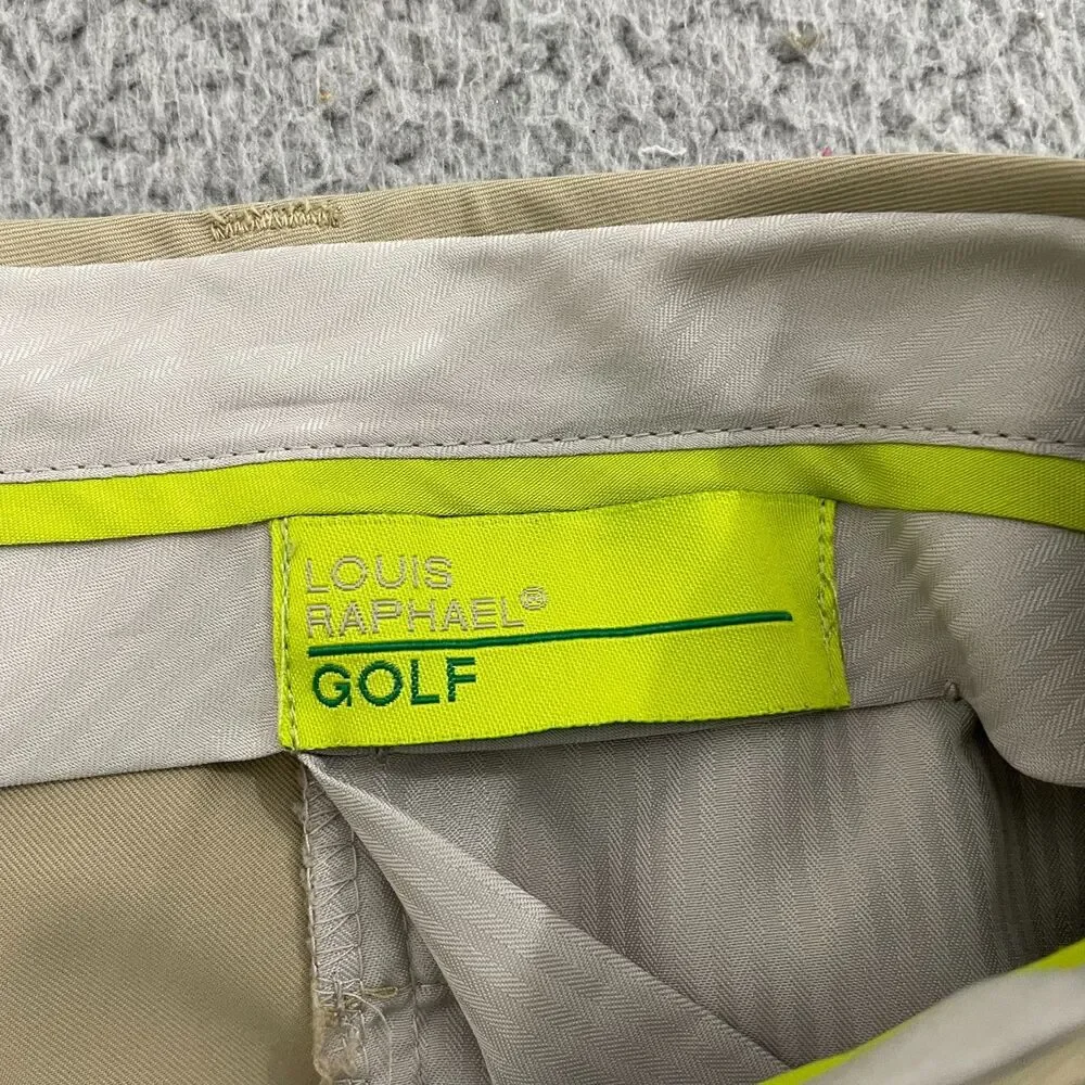 Louis Raphael Golf Pants Men 40x30 Tan Flat Front Performance Dress‎ Slacks